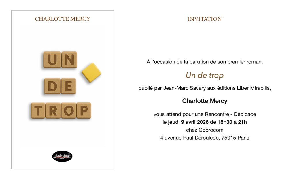 PREMIERE DEDICACE DU ROMAN "UN DE TROP" PAR CHARLOTTE MERCY A PARIS