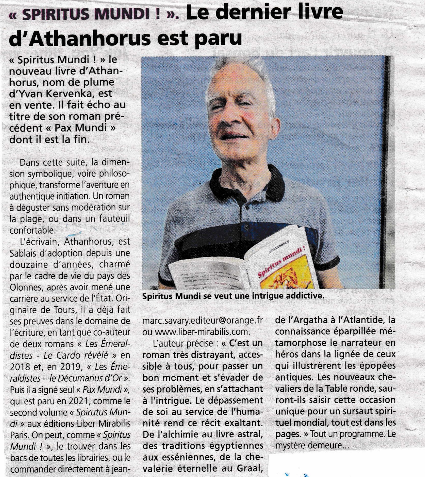 ARTICLE DE PRESSE CONSACRE A SPIRITUS MUNDI !