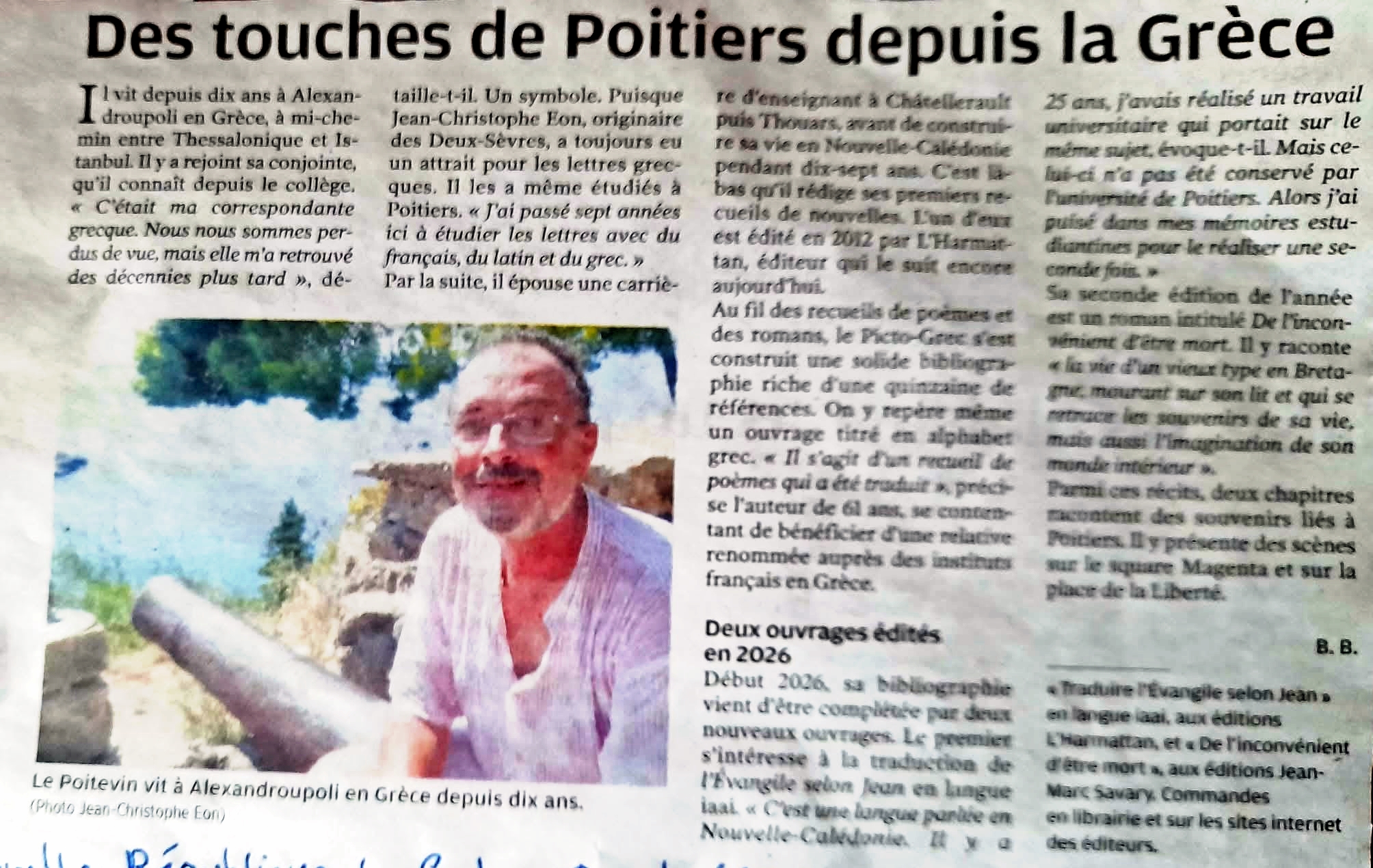 article consacré à Jean-Christophe EON article consacré à Jean-Christophe EON