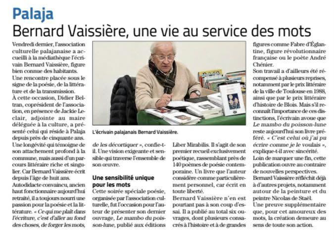 Article de l'Indépendant consacré à Bernard Vaissière Article de l'Indépendant consacré à Bernard Vaissière