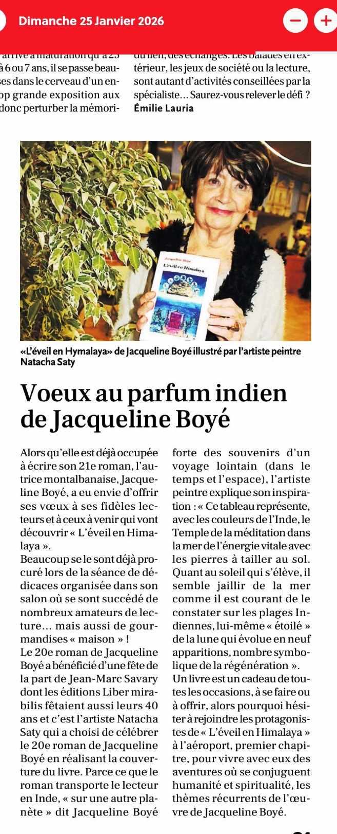 article de la dépêche du midi pour les voeux 2026 de Jacqueline Boyé
