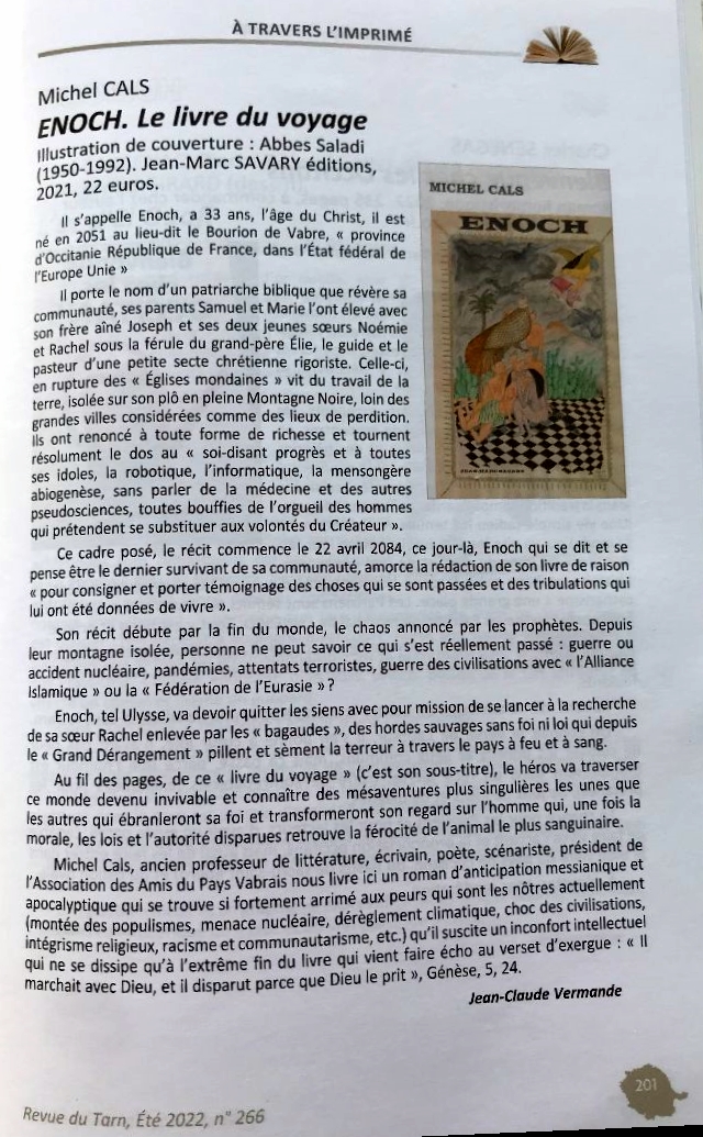 article de presse concernant le roman ENOCH de Michel CALS article de presse concernant le roman ENOCH de Michel CALS