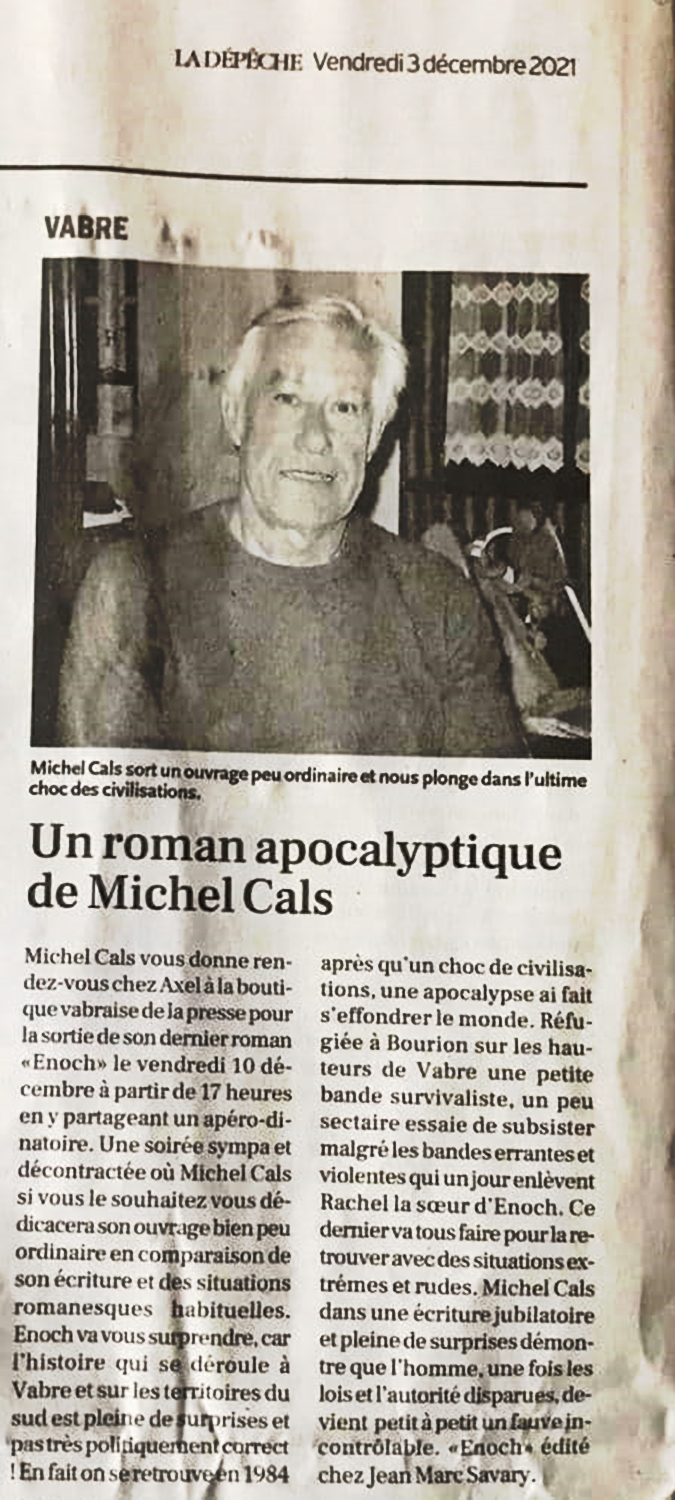 article de la dépêche du midi concernant le roman Enoch article de la dépêche du midi concernant le roman Enoch