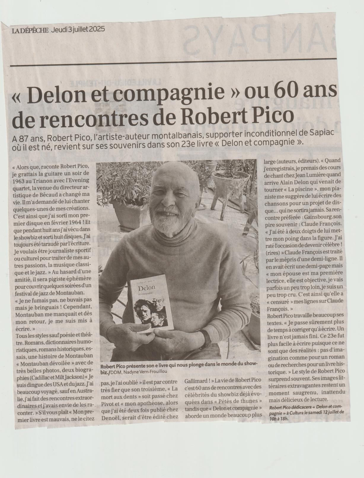 article consacré au livre "Delon et compagnie'. Dépêche du Midi