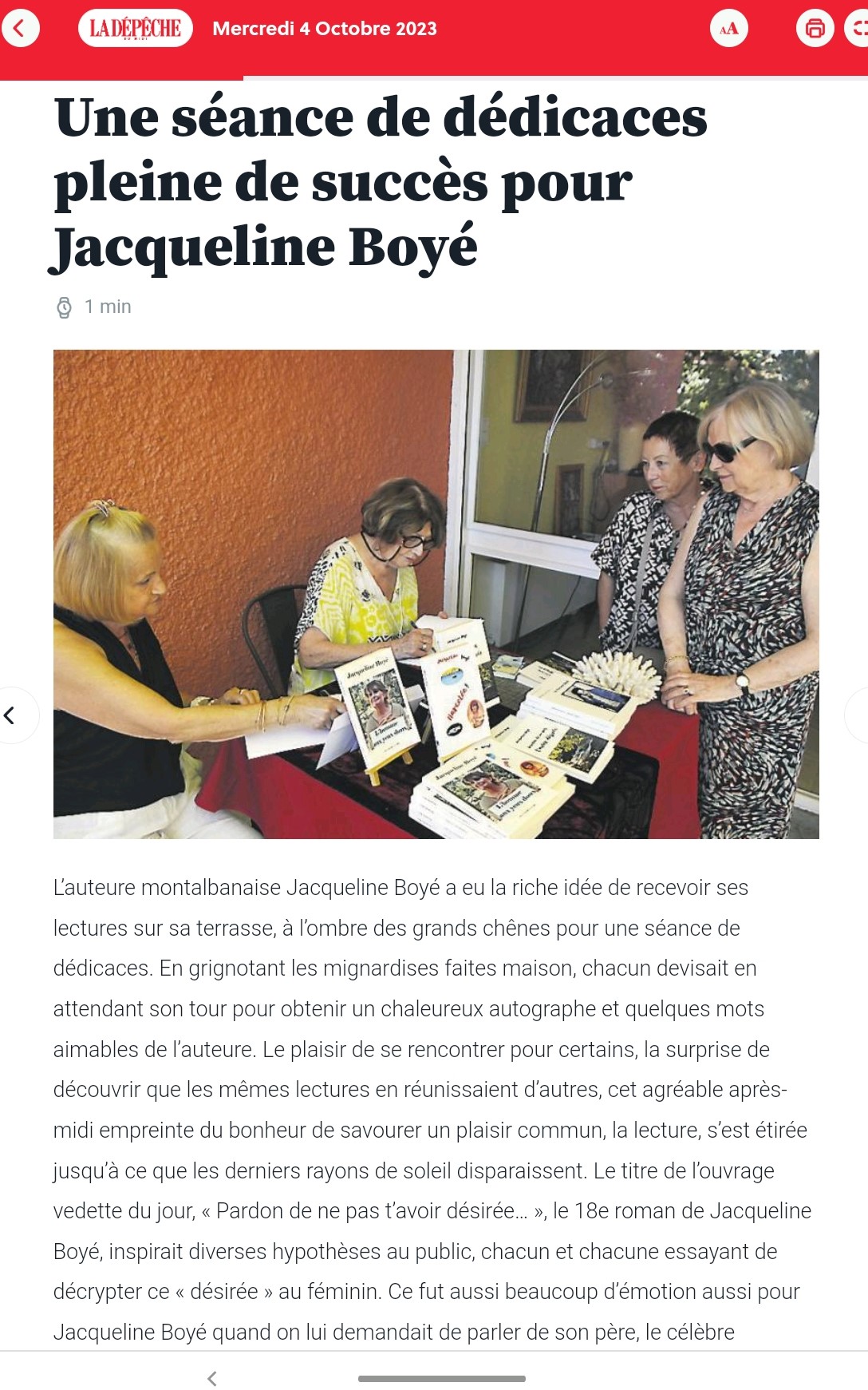 article concernant jacqueline boyé