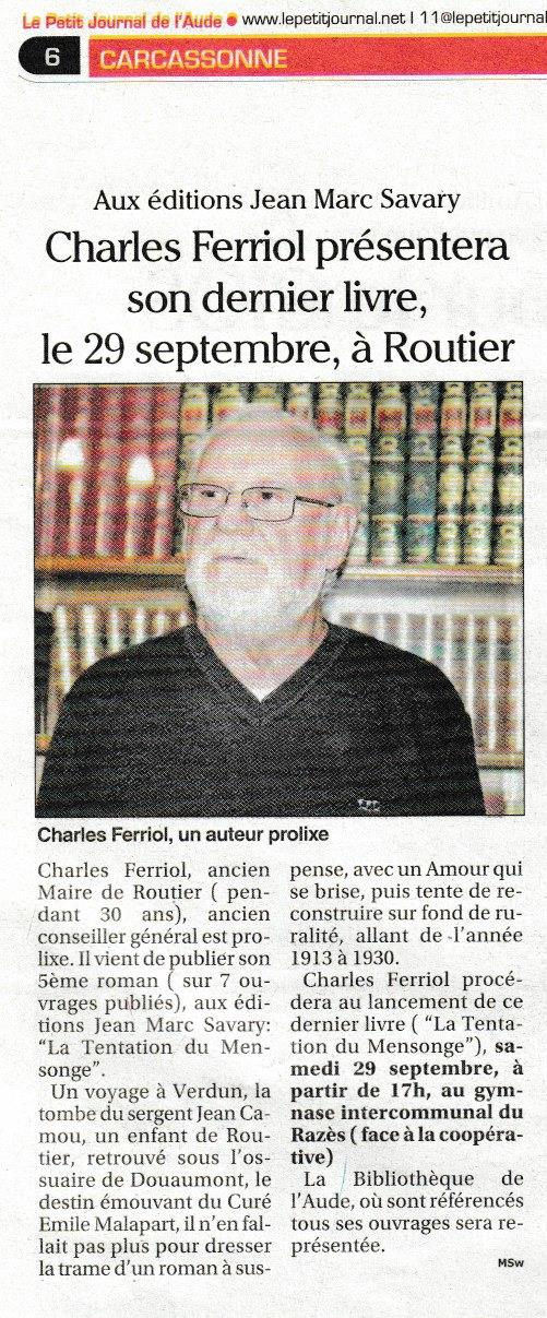 article de presse consacré à charles ferriol