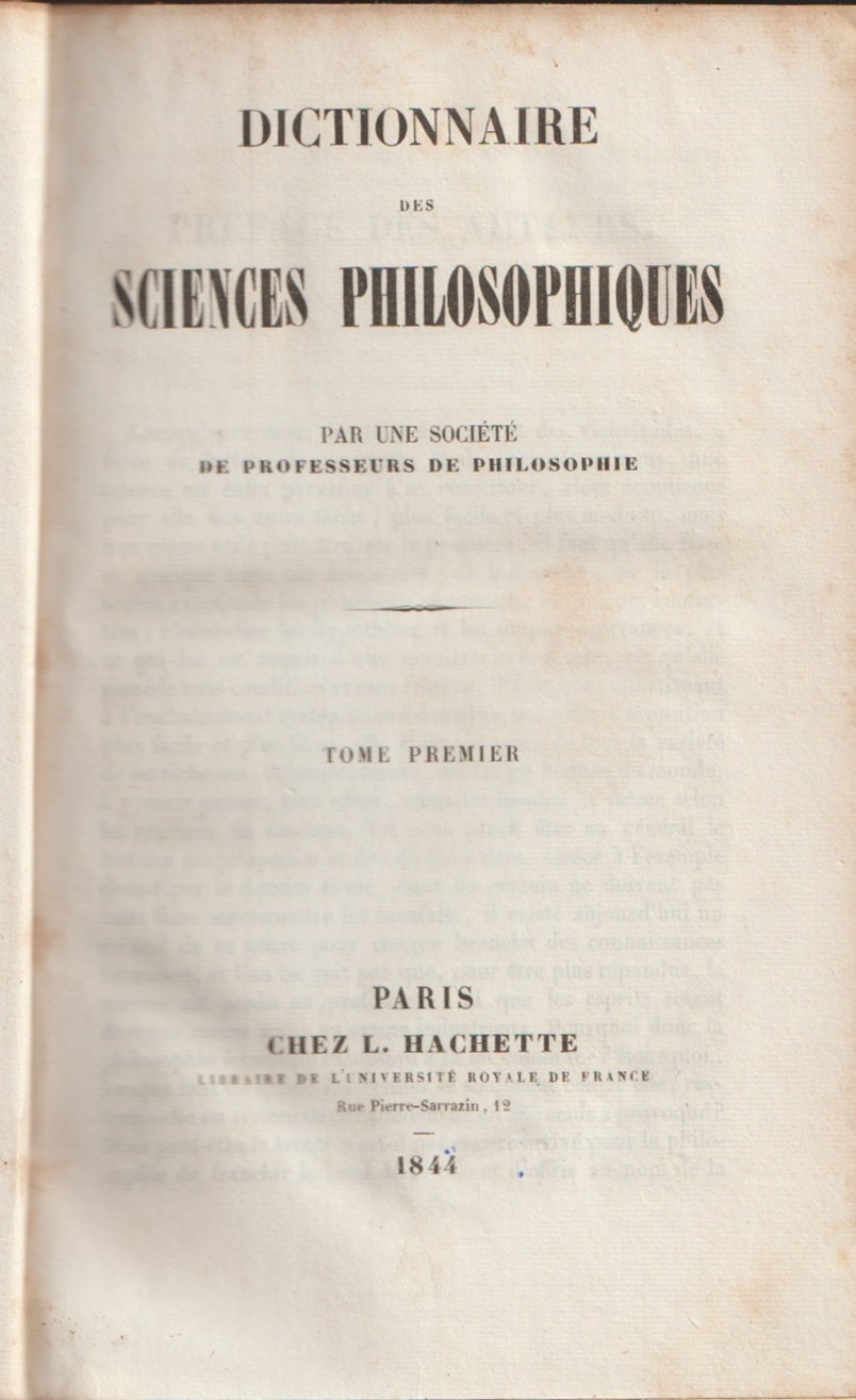 Dictionnaire des sciences philosophiques en 6 volumes
