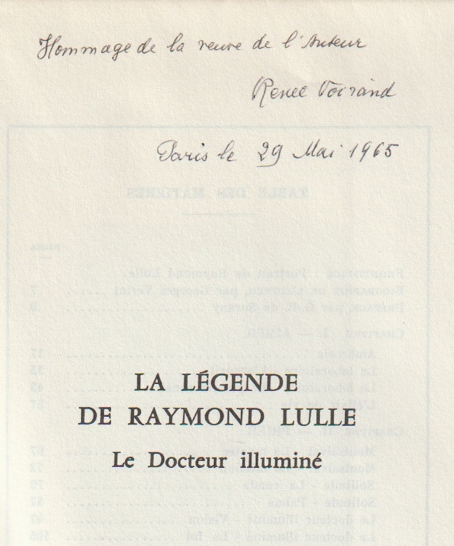 Dédicace manuscrite de la veuve de Jean Ryeul