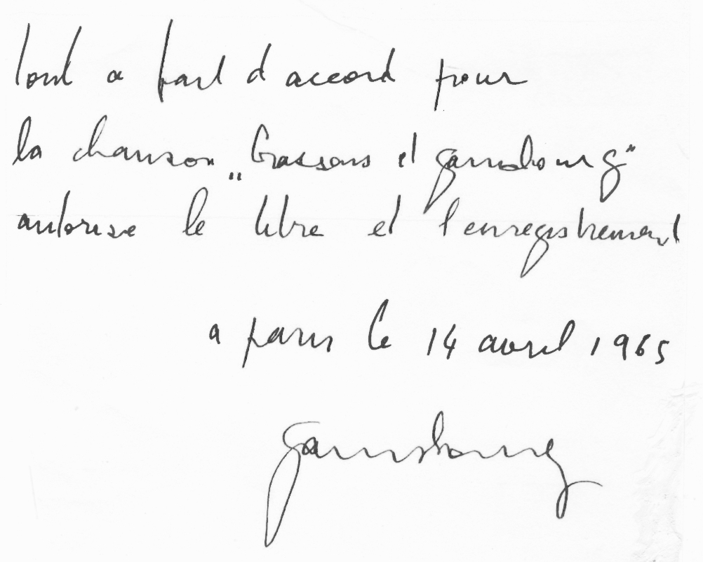 écriture de Serge Gainsbourg