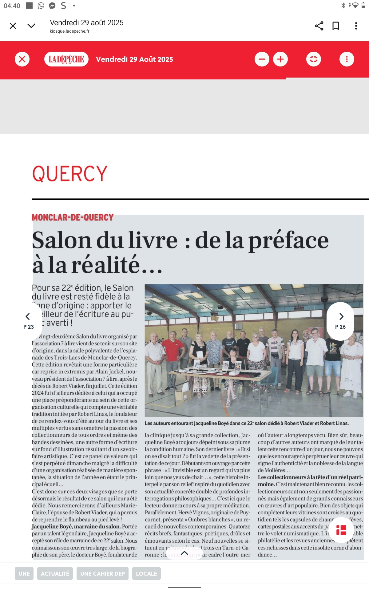 Jacqueline Boyé marraine du salon du livre de Monclar 2025