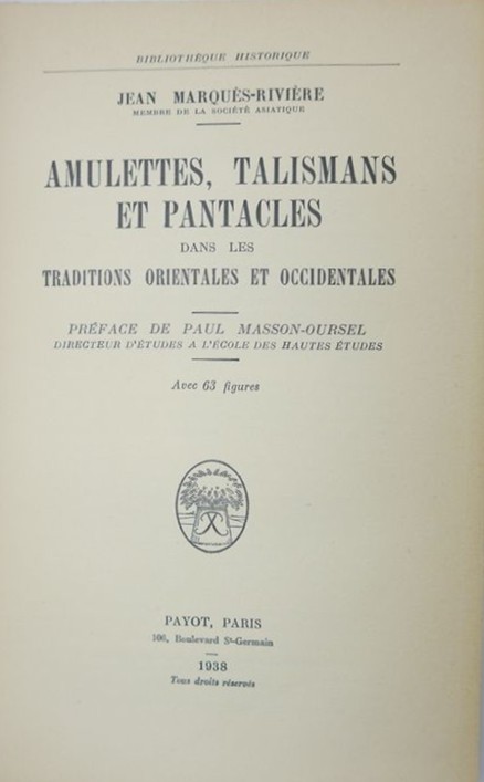 amulettes,talismans et pantacle de Jean-Marquès-Rivière