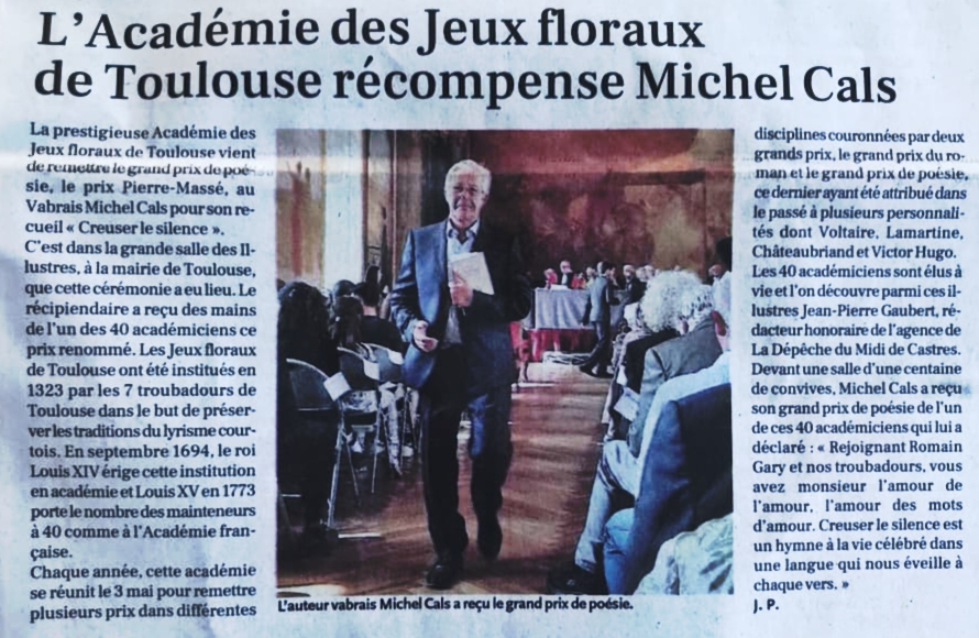 prix de michel cals academie des jeux floraux